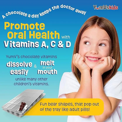 YUM-V'S - Kids Multivitamin Chewable Chocolate Bears - Multivitamin for Kids Supplement - 16 Vitamins & Minerals - Vitamin...