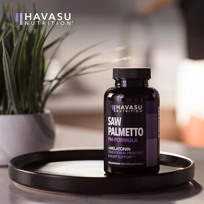 Saw Palmetto PM for Men with Melatonin 3mg - Night Time Prostate Health Supplement for Bladder and Sleep Support - Reduce ...