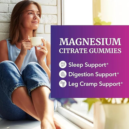 Magnesium Citrate Gummies | Extra Strength for Calm, Relaxation & Digestion | High Absorption Magnesium Gummies for Adults...