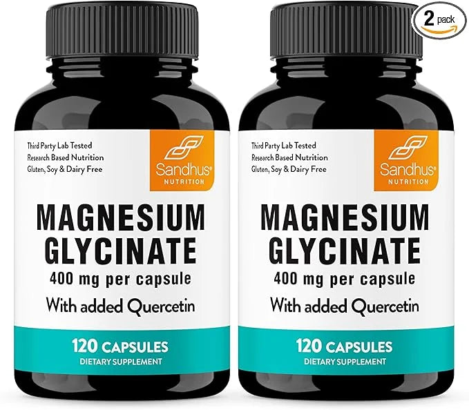 Magnesium Glycinate 400mg Capsules with Quercetin | Quality Sleep, Relaxation, Muscle, Bone Health & Immune Support | 120 ...