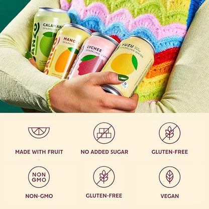 Sanzo Flavored Sparkling Water - Lychee (Berry), 12-Pack - Carbonated Drink Made with Real Fruit and Sugar-Free - Non-GMO,...