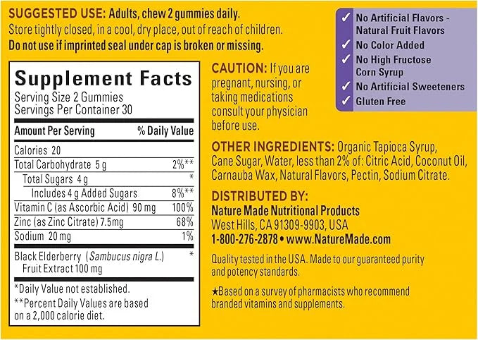 Nature Made Elderberry with Vitamin C 60 Elderberry 30 Day