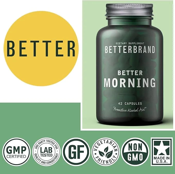 Betterbrand BetterMorning All-Natural Ingredients with DHM - Supports Liver Aid - Gluten-Free & Vegetarian (42 Capsules) -...