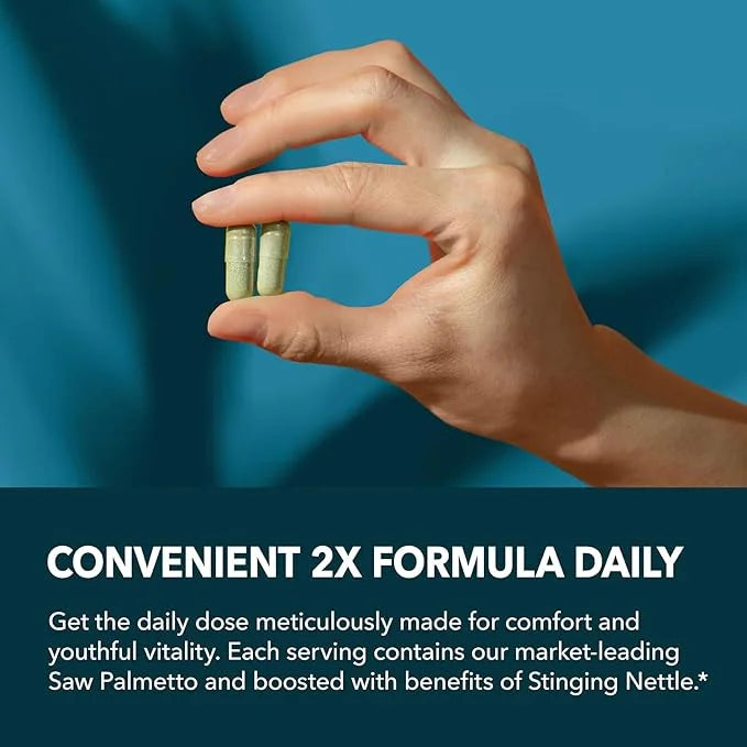 Saw Palmetto with Stinging Nettle Capsules - 2X Prostate Support Supplement for Men’s Health - 120 Count - DHT Blocker for...
