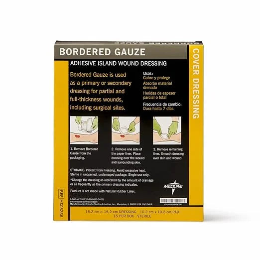 Medline Bordered Gauze, 6" x 6" 15 Count