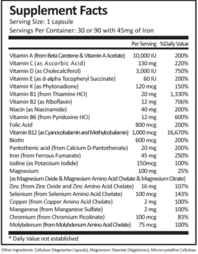 ProCare Health | Once Daily Bariatric 45mg Iron 90 Count