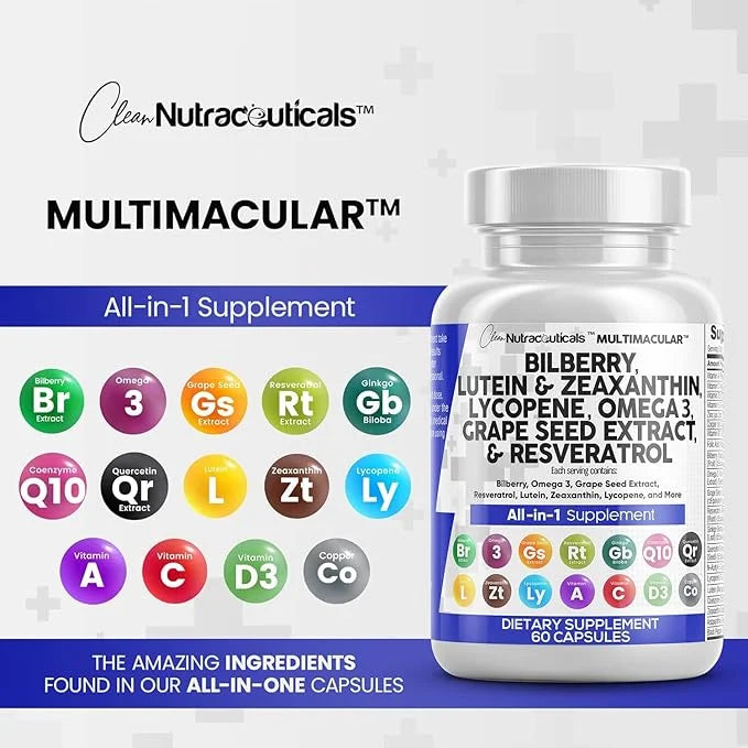 Eye Health Vitamins with Bilberry 6000mg 40mg Lycopene 40mg Resveratrol 3000mg Grape 6000mg Omega 3 4000mg 4000mg Astaxant...