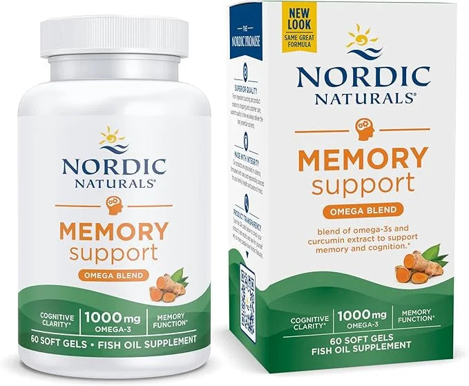 Nordic Naturals Omega Memory with Curcumin, Lemon - 60 Soft Gels - 1000 mg Omega-3 + 400 mg Optimized Curcumin - Memory, C...