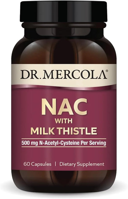 Dr. Mercola NAC with Milk Thistle, 30 Servings (60 Capsules), 500 mg