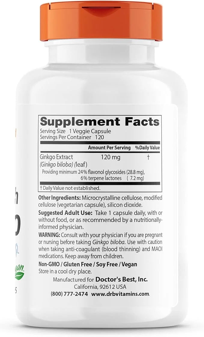 Doctor's Best Extra Strength Ginkgo, Non-GMO, 120 mg, 120 Count 1)