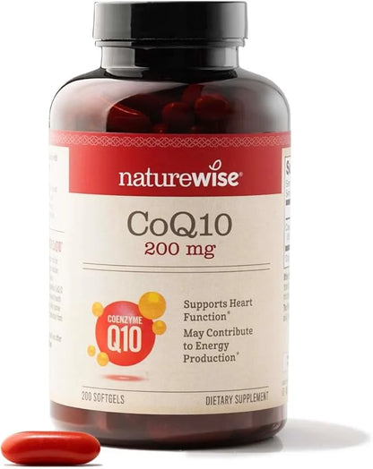 NatureWise CoQ10 200mg Softgels, High Potency CoQ10 200mg 200mg Ubiquinone Q10 Supplements 200 Softgels[200-Day Softgels[2...
