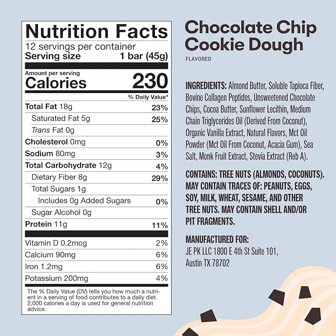 Perfect Keto Bars, Gluten Free Grass Fed Collagen + MCT Oil, Low Carb, No Sugar Added, High Protein Snacks, Keto Diet Food...
