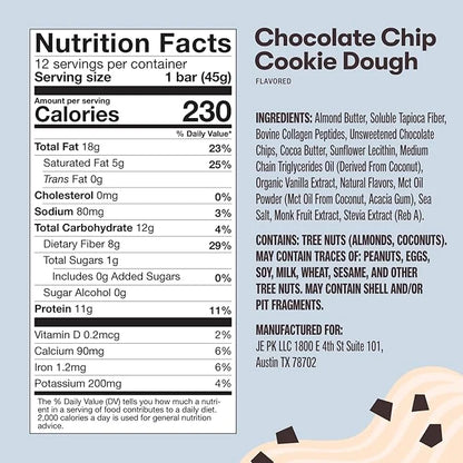 Perfect Keto Bars, Gluten Free Grass Fed Collagen + MCT Oil, Low Carb, No Sugar Added, High Protein Snacks, Keto Diet Food...