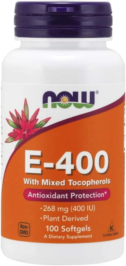 Now Foods Vitamin E-400 Mixed Tocopherols 100 Softgels
