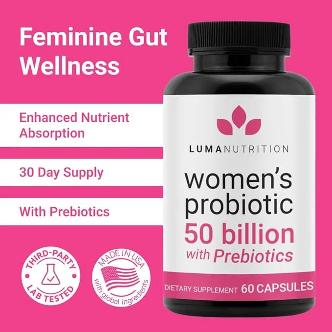 Luma Nutrition Probiotics for Women with Prebiotics 50 Billion 60 Capsules