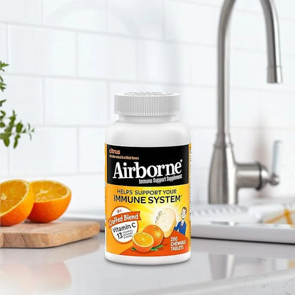 Airborne 1000mg Chewable Tablets with Zinc, 200 Tablets,