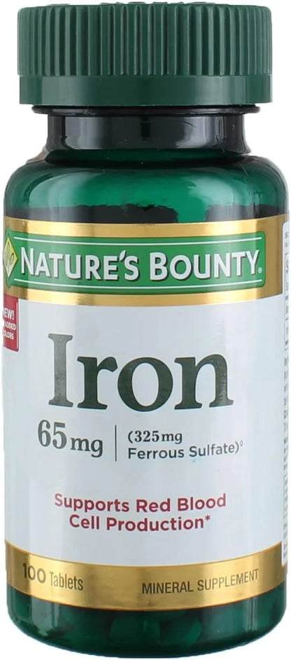 Nature's Bounty Iron 65 mg Tablets 100 Tablets (Pack of 6) - Product Image