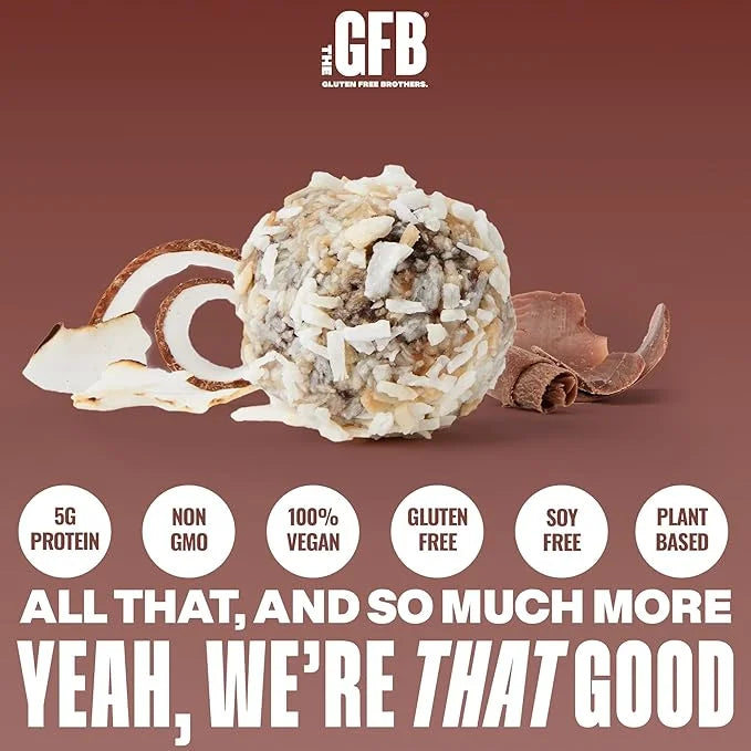 The GFB Dark Chocolate Coconut Protein Bites - Gluten Free, Plant Based, Non GMO, Sustainably Made – Ridiculously Tasty, H...