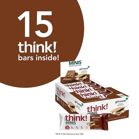 think! Minis Protein Snack Bar, Gluten Free, Girl Scouts S'mores, 15 Count - Product Image