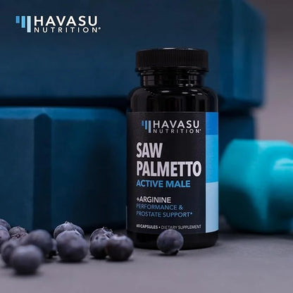 Saw Palmetto 500mg and L-Arginine 500 mg - Prostate Health and Nitric Oxide Supplements for Men - 60 Count - Urinary Funct...