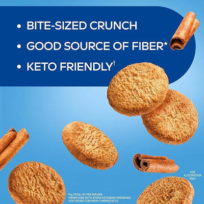 Atkins Bite-Sized Crunchy Protein Cookies, Snickerdoodle, 8g Protein, 4g Fiber, 1g Net Carb, 1g Sugar, Keto Friendly, 3 Ba...