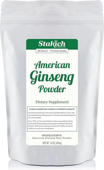Stakich American Ginseng Root Powder 1 Pound (1 Pound)