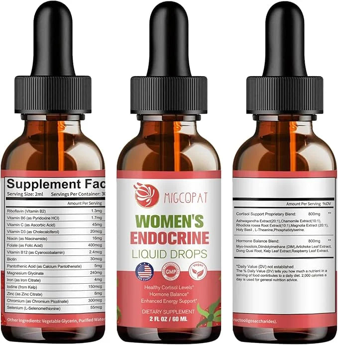 Women Endocrine Superfood Supplement Liquid Drops, Supports Healthy Cortisol Levels, Hormonal Balance, Gut Health, Mood, S...