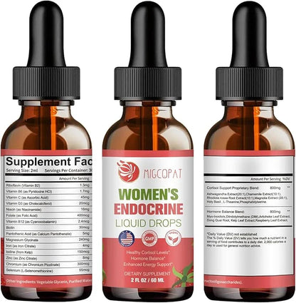 Women Endocrine Superfood Supplement Liquid Drops, Supports Healthy Cortisol Levels, Hormonal Balance, Gut Health, Mood, S...