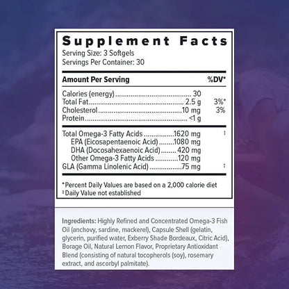 Focus Relief Plus Dry Eye Formula (180 ct. 60 Day 3 Supplement 3 Fish