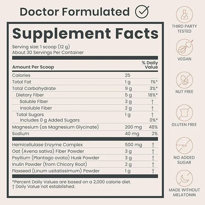 Digestive Enzymes & Fiber Supplement Powder (30 Servings).