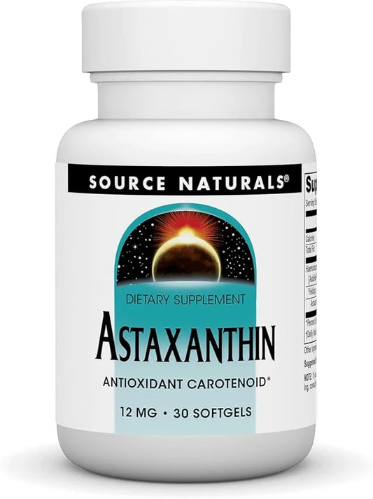 Source Naturals Astaxanthin, Antioxidant Carotenoid, 12mg 30 Softgels