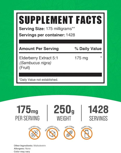 BulkSupplements.com Elderberry Extract Powder 175mg per 250g (8.8 (8.8 oz) 1)