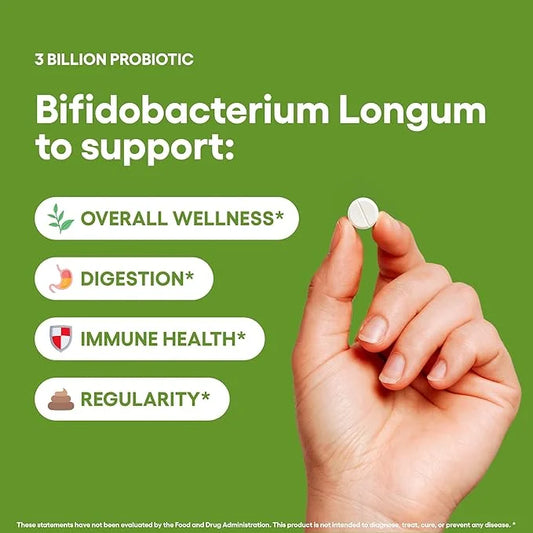Bifidobacterium Longum Probiotic Supplement 240 Tablets 3 Billion CFU Probiotics for Men & Women Supports Intestinal Diges...