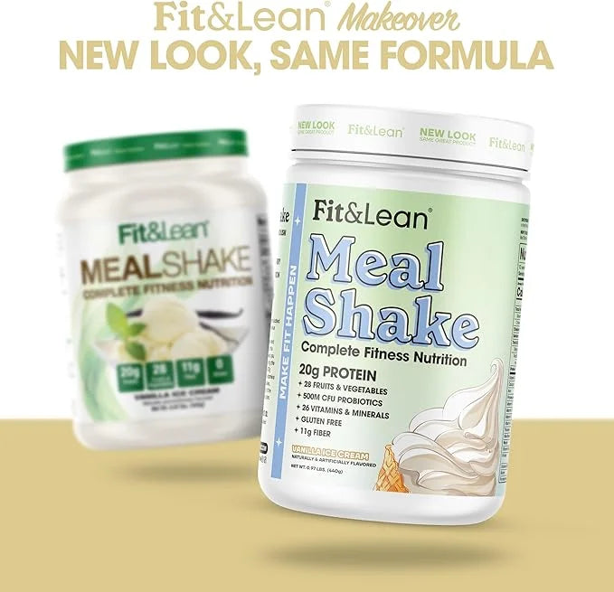 Fit & Lean Meal Shake, Fat Burning Meal Replacement, Protein, Fiber, Probiotics, Vanilla, 1lb, 10 Servings Per Container -...