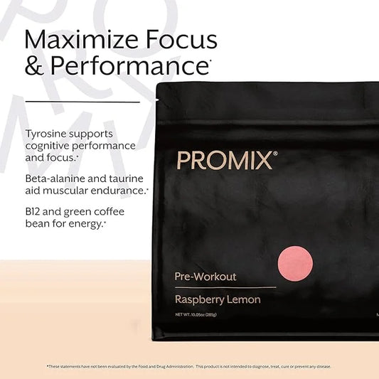 Promix Pre-Workout Powder, Raspberry Lemon B12, Caffeine,