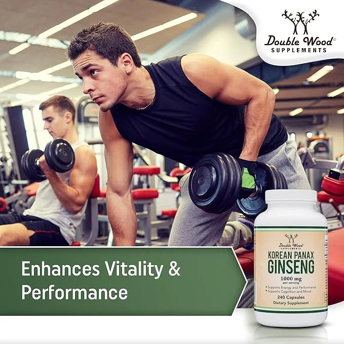 Ginseng Capsules (Korean Red Ginseng Extract, 10% Ginsenosides) (4 Month 240 Vegan 1,000mg per