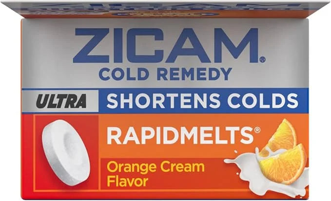 Zicam Ultra Cold Remedy Zinc Rapidmelts, Orange Cream Flavor, Homeopathic, Cold Shortening Medicine, Shortens Cold Duratio...