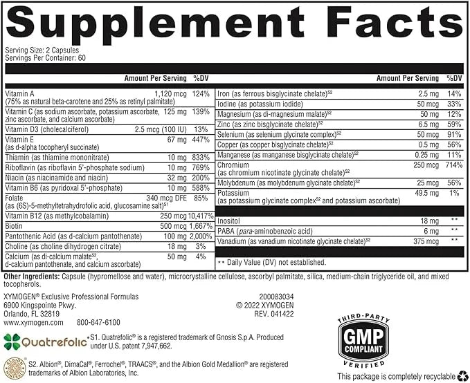 XYMOGEN ActivNutrients with Iron and Copper (120 Capsules)