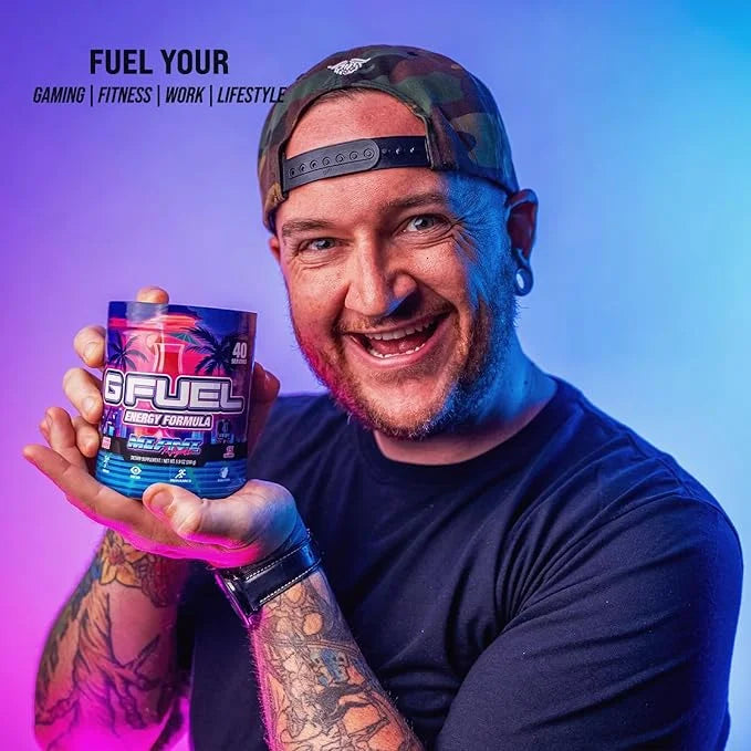 G Fuel Miami Nights Energy Drink Powder, Pre Workout Caffeine Mix for Gaming, Sugar Free Focus Amino, Vitamin + Antioxidan...