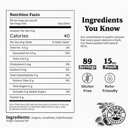 Coconut Essentials - Coconut Oil for Coffee, Organic, Cold-pressed Coconut Oil, Fresh and Rich Flavor for Cooking, Keto Fr...