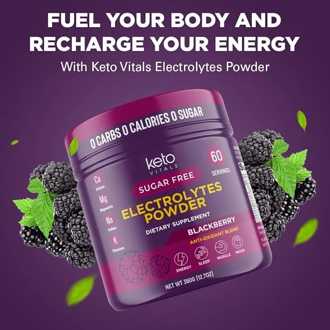 Keto Vitals Electrolytes Powder - Antioxidant Blend Keto Electrolytes Powder with Potassium, Magnesium, Sodium, & Calcium ...