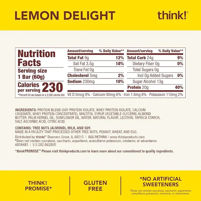 think! Protein Bars, High Protein Snacks, Gluten Free, Kosher Friendly,Variety Pack, Nutrition Bars, 2.1 Oz per Bar, 12 Co...