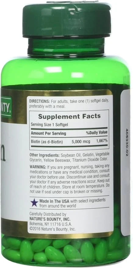 Nature's Bounty Biotin 5000 mcg, 60 2)