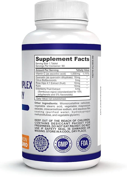 Vitamin C-1000 Complex with Elderberry (Sambucus 3-Month Supply, (90 Vegan