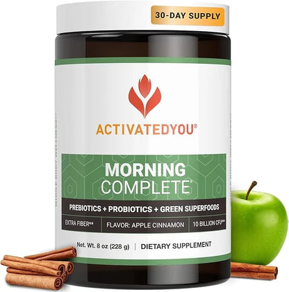 ACTIVATEDYOU Morning Complete Daily Wellness Greens Superfood Drink Mix for Gut Health w/Prebiotics, Probiotics, Antioxida...