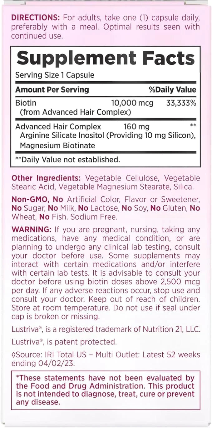 Nature's Bounty Hair Growth Supplement, 1 30 Capsules