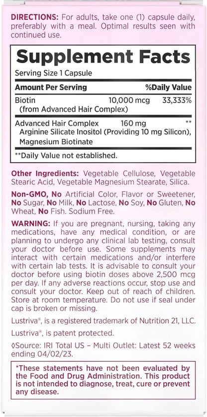 Nature's Bounty Hair Growth Supplement, 1 30 Capsules
