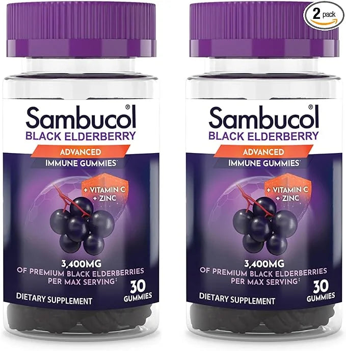 Sambucol Black Elderberry Gummies with Vitamin 30 Count, 2 Pack