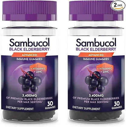 Sambucol Black Elderberry Gummies with Vitamin 30 Count, 2 Pack