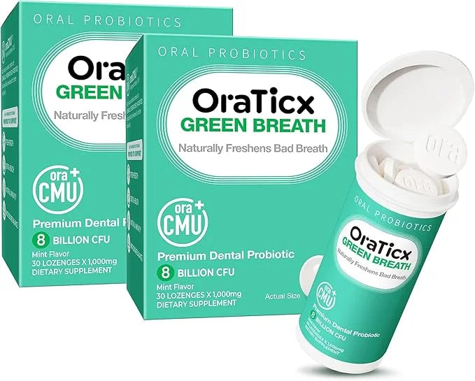 Oral Probiotics Green Breath, Freshen Bad Breath, Dental Probiotic Supplement for Oral Health, 8 Billion CFU, Mint Flavor ...